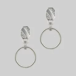 AW21 RITUAL. Ornate Shield Hoop Earrings - Silver