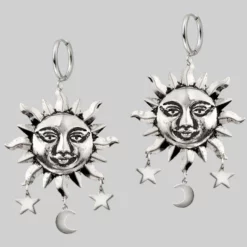 CLASSICS HELIOS. Sun & Moon Dream Catcher Hoop Earrings - Silver
