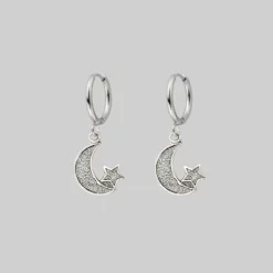 End Of Line LITTLE DREAMS. Moon & Star Hoop Earrings - Silver