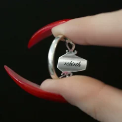 CLASSICS REBIRTH. Rose Under Glass Coffin Ring - Silver Rings