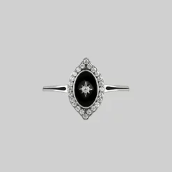CLASSICS Rings REVERENCE. Oval Black Enamel Crystal Silver Ring