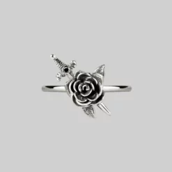 AW21 RHAPSODY. Dagger Through Rose Ring - Silver Rings