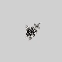 AW21 RHAPSODY. Dagger Through Rose Stud Earring - Silver