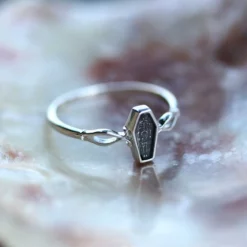 CLASSICS MORALITY. Tiny Skeleton Coffin Silver Ring Silver Rings