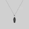 End Of Line MORALITY. Tiny Skeleton Coffin Silver Necklace