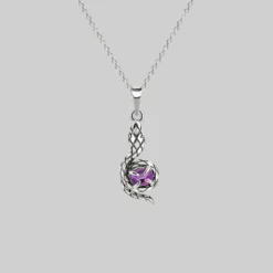 AW21 INSIDIOUS. Amethyst Coiled Snake Necklace - Silver Necklaces & Chains