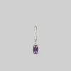 CLASSICS NYMPH. Dangly Amethyst Rectangle Hoop Earrings - Silver