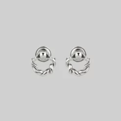 End Of Line REFUTE. Twisted Snake Door Knocker Earrings - Silver