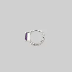CLASSICS NYMPH. Amethyst Rectangle Hoop Earrings - Silver 13 CLASSICS NYMPH. Amethyst Rectangle Hoop Earrings - Silver