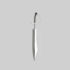 CLASSICS REVOLT. Black Spinel Sword Single Earring - Silver