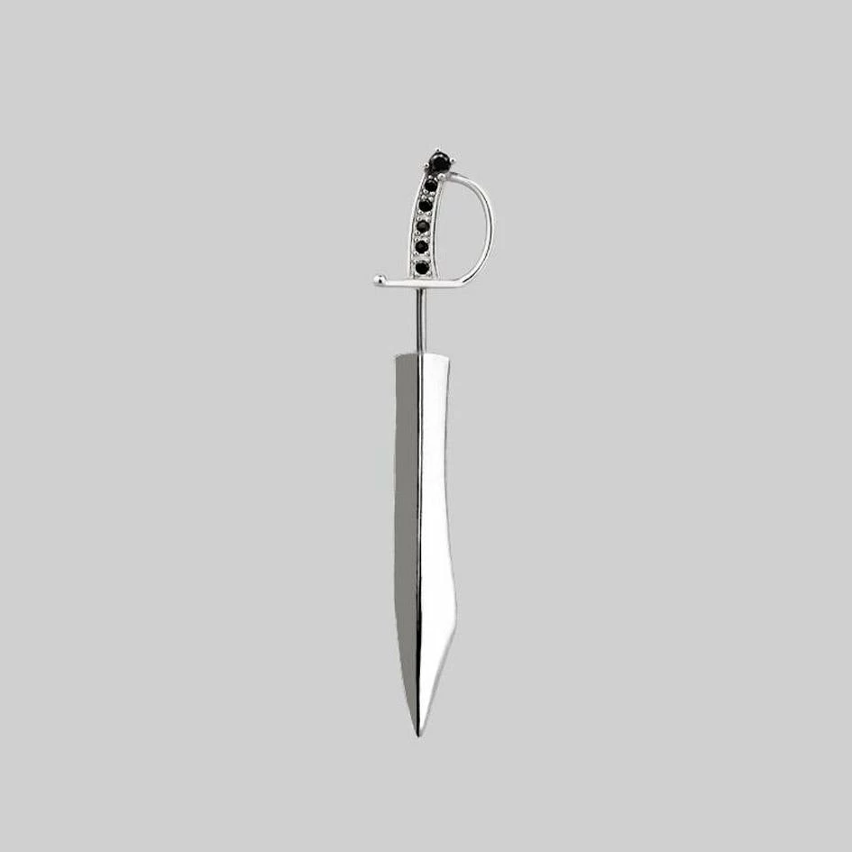 CLASSICS REVOLT. Black Spinel Sword Single Earring - Silver 1 CLASSICS REVOLT. Black Spinel Sword Single Earring - Silver