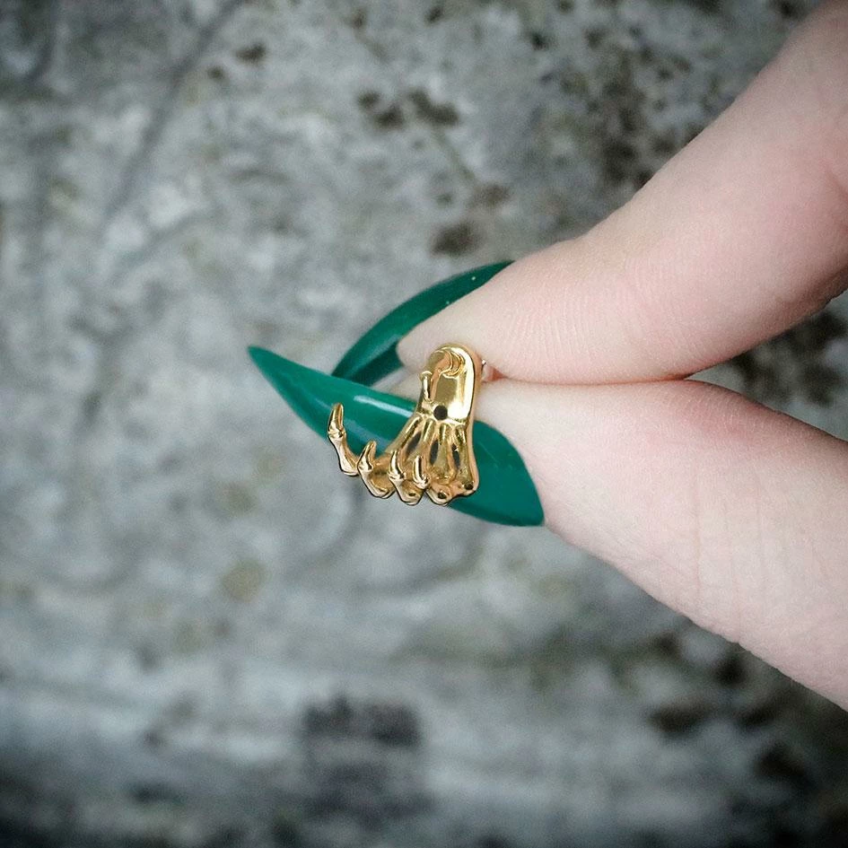 CLASSICS WRAITH. Gold Skeleton Hand Single Earring - Lobe/Helix 3 CLASSICS WRAITH. Gold Skeleton Hand Single Earring - Lobe/Helix