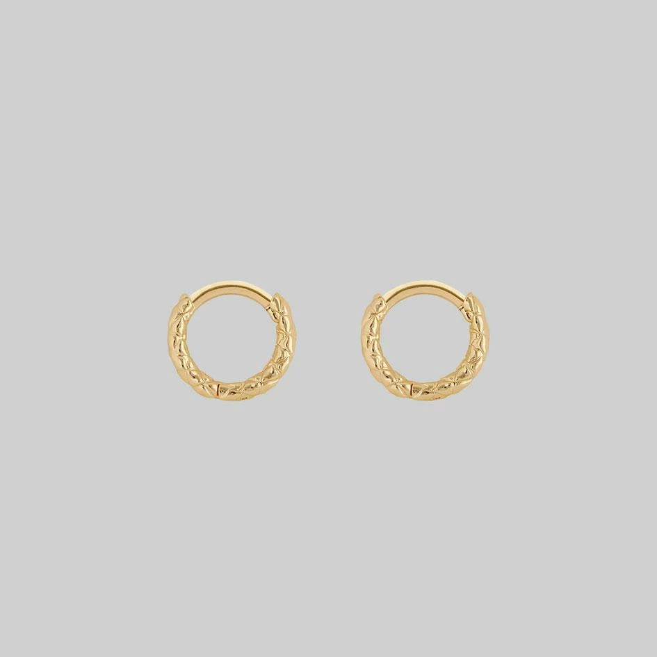 CLASSICS VEGA. Snake Skin Clicker Hoop Earrings - Gold 1 CLASSICS VEGA. Snake Skin Clicker Hoop Earrings - Gold