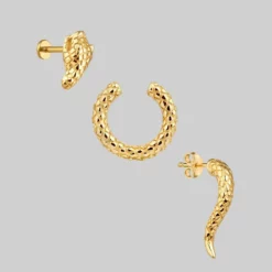 CLASSICS VEGA. 3 Piece Snake Wrap Earring - Gold