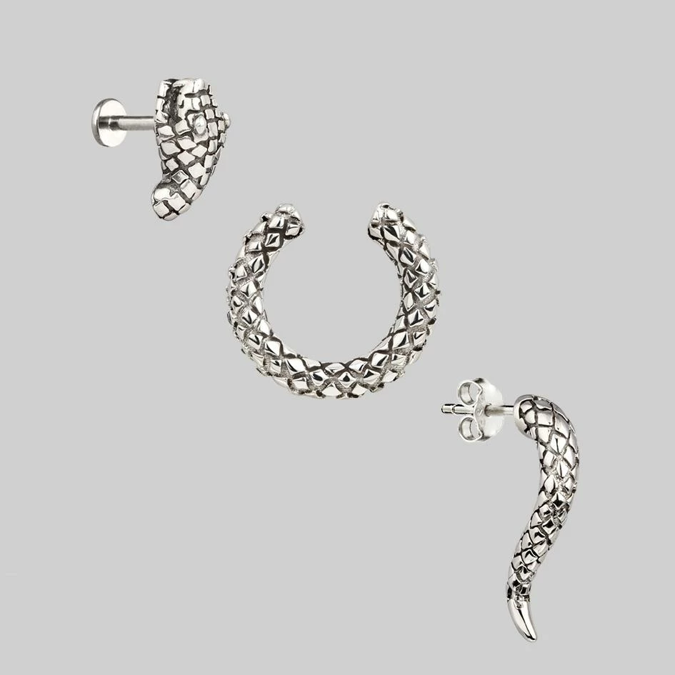 CLASSICS Earrings VEGA. 3 Piece Snake Wrap Earring - Silver 4 CLASSICS Earrings VEGA. 3 Piece Snake Wrap Earring - Silver