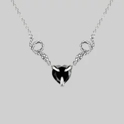 End Of Line DESIRE. Snakes & Heart Onyx Necklace - Silver Necklaces & Chains