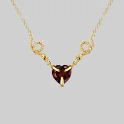 End Of Line Necklaces & Chains DESIRE. Snakes & Heart Garnet Necklace - Gold