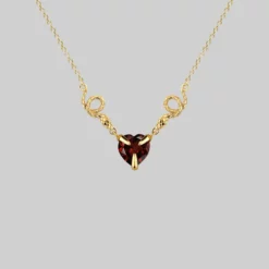 End Of Line Necklaces & Chains DESIRE. Snakes & Heart Garnet Necklace - Gold