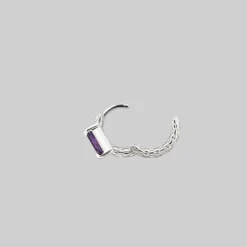 CLASSICS NYMPH. Amethyst Rectangle Hoop Earrings - Silver 14 CLASSICS NYMPH. Amethyst Rectangle Hoop Earrings - Silver