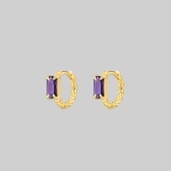 CLASSICS NYMPH. Amethyst Rectangle Hoop Earrings - Gold 11 CLASSICS NYMPH. Amethyst Rectangle Hoop Earrings - Gold