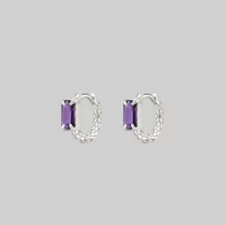 CLASSICS NYMPH. Amethyst Rectangle Hoop Earrings - Silver 11 CLASSICS NYMPH. Amethyst Rectangle Hoop Earrings - Silver