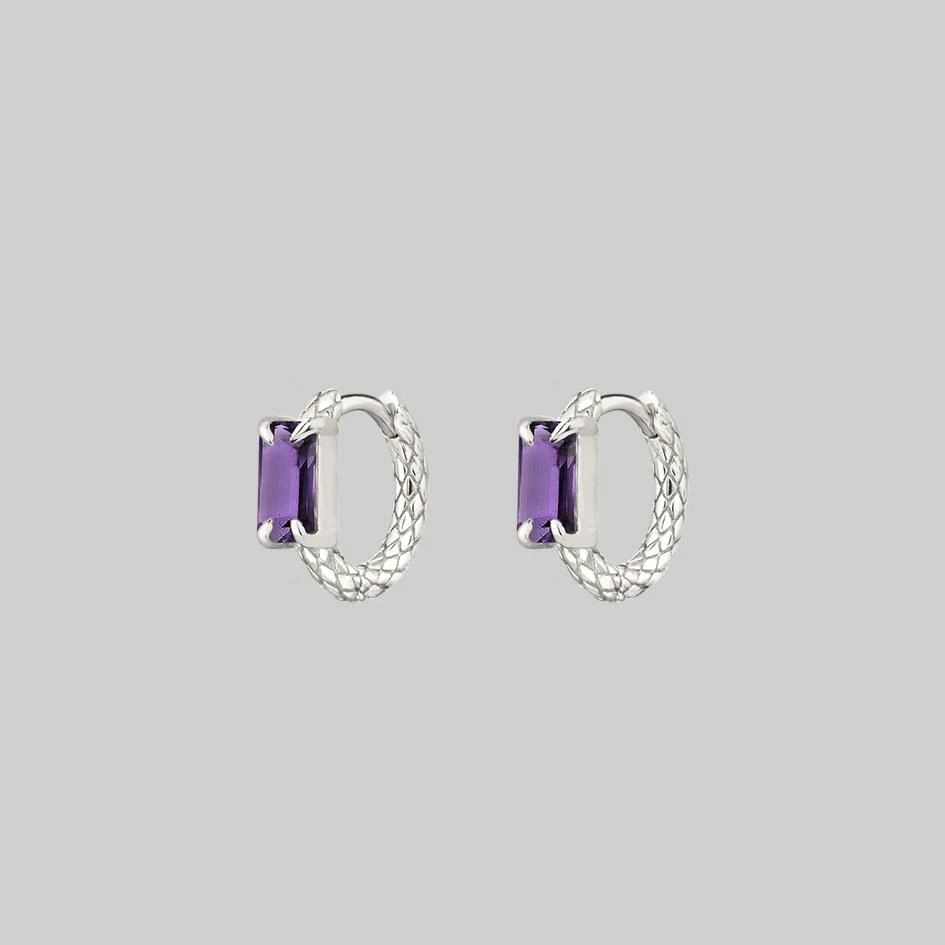 CLASSICS NYMPH. Amethyst Rectangle Hoop Earrings - Silver 4 CLASSICS NYMPH. Amethyst Rectangle Hoop Earrings - Silver