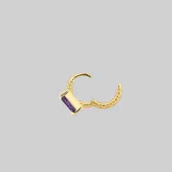 CLASSICS Earrings NYMPH. Amethyst Rectangle Clicker Ring - Gold