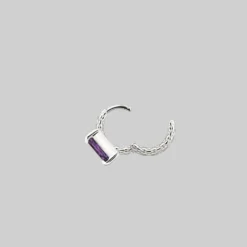 CLASSICS NYMPH. Amethyst Rectangle Clicker Ring - Silver Earrings