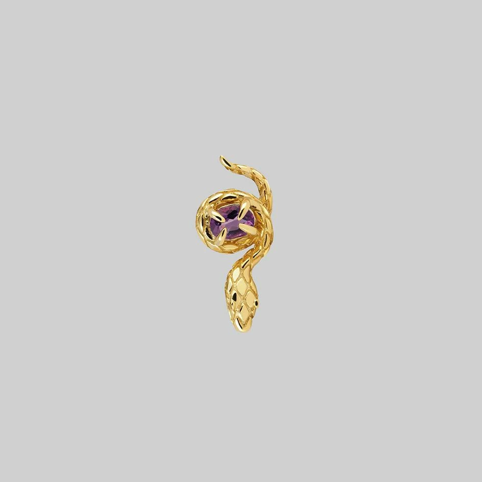 AW21 Earrings INSIDIOUS. Amethyst Coiled Snake Stud Earring - Gold 3 AW21 Earrings INSIDIOUS. Amethyst Coiled Snake Stud Earring - Gold