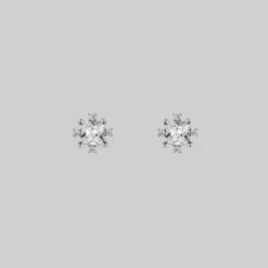CLASSICS SACCHARINE. Cubic Zirconia Silver Stud Earrings