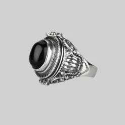 CLASSICS SAROS. Silver Poison Trinket Ring - Onyx Rings
