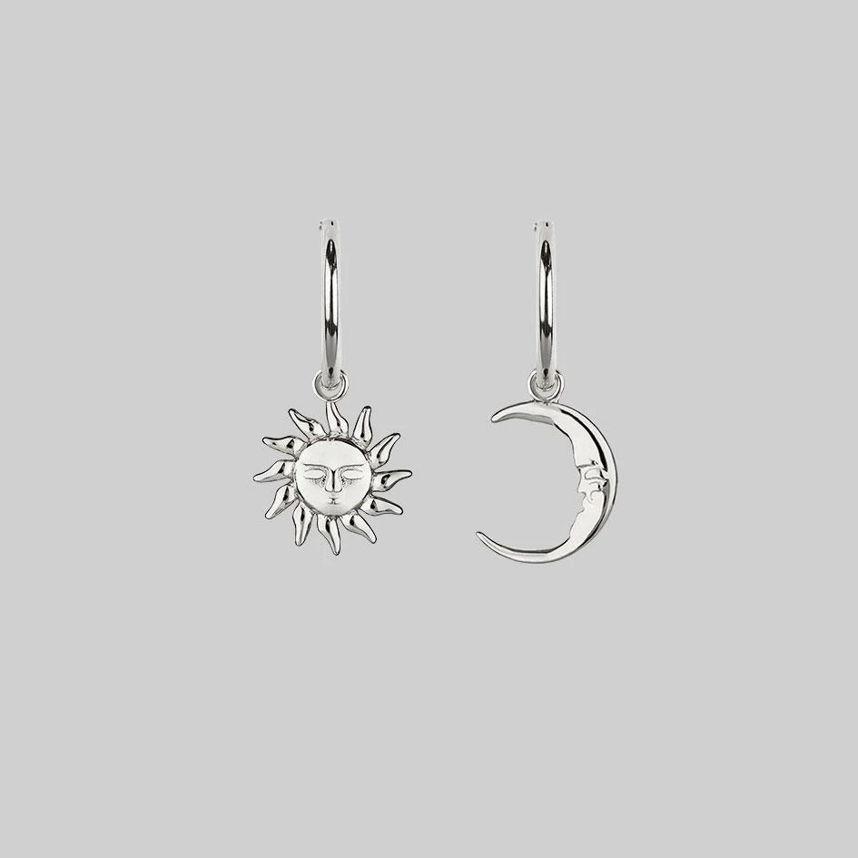 CLASSICS ELIN. Sun & Moon Hoop Earrings - Silver 1 CLASSICS ELIN. Sun & Moon Hoop Earrings - Silver