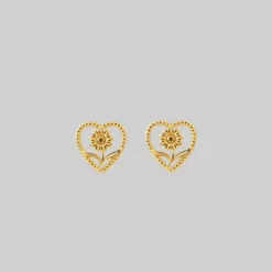 CLASSICS APRIL. Sunflower Heart Stud Earrings - Gold