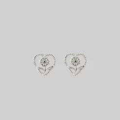 CLASSICS APRIL. Sunflower Heart Stud Earrings - Silver