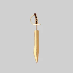 CLASSICS REVOLT. Garnet Sword Single Earring - Gold Earrings 8 CLASSICS REVOLT. Garnet Sword Single Earring - Gold Earrings