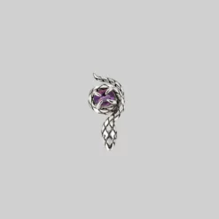 AW21 Earrings INSIDIOUS. Amethyst Coiled Snake Stud Earring - Silver
