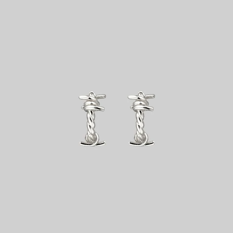 CLASSICS SURVIVAL. Symbolic Barbed Wire Clicker Hoop Earrings - Silver 6 CLASSICS SURVIVAL. Symbolic Barbed Wire Clicker Hoop Earrings - Silver