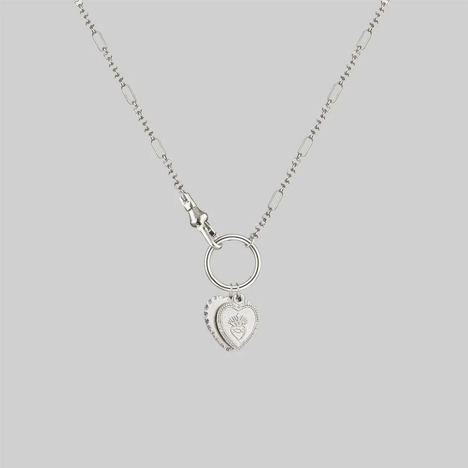 CLASSICS VALENTINA. Multi Heart Charm Clasp Necklace - Silver Necklaces & Chains 2 CLASSICS VALENTINA. Multi Heart Charm Clasp Necklace - Silver Necklaces & Chains