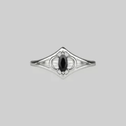 CLASSICS CELESTIAL. Two Moons Black Spinel Silver Ring Rings