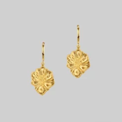 End Of Line PETRA. Winter Wild Rose Hoop Earrings - Gold