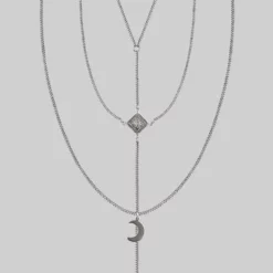 CLASSICS Necklaces & Chains ZODIAC. Layered Moon Chain Choker - Silver